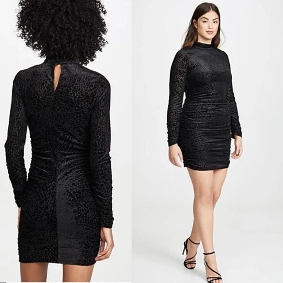 New LIKELY Leopard Burnout Velvet Wylie Black Bodycon Mini Cocktail Dress NWT 10 - Picture 8 of 17